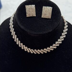 Elegant Silver 15 inch Necklace and Earrings